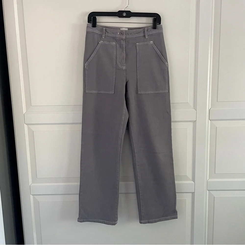 Aritzia Wilfred Free Modern Utility Pant Mid Rise Gray Size 6 26751 - Picture 2 of 12